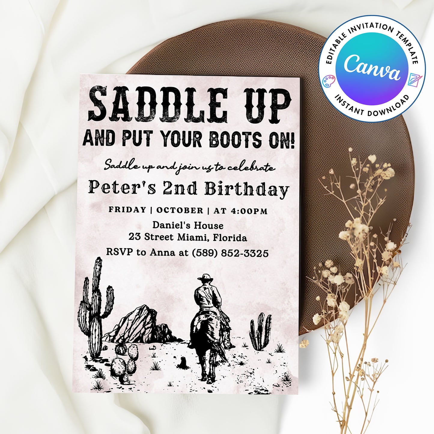 Saddle Up Western Birthday Invitation