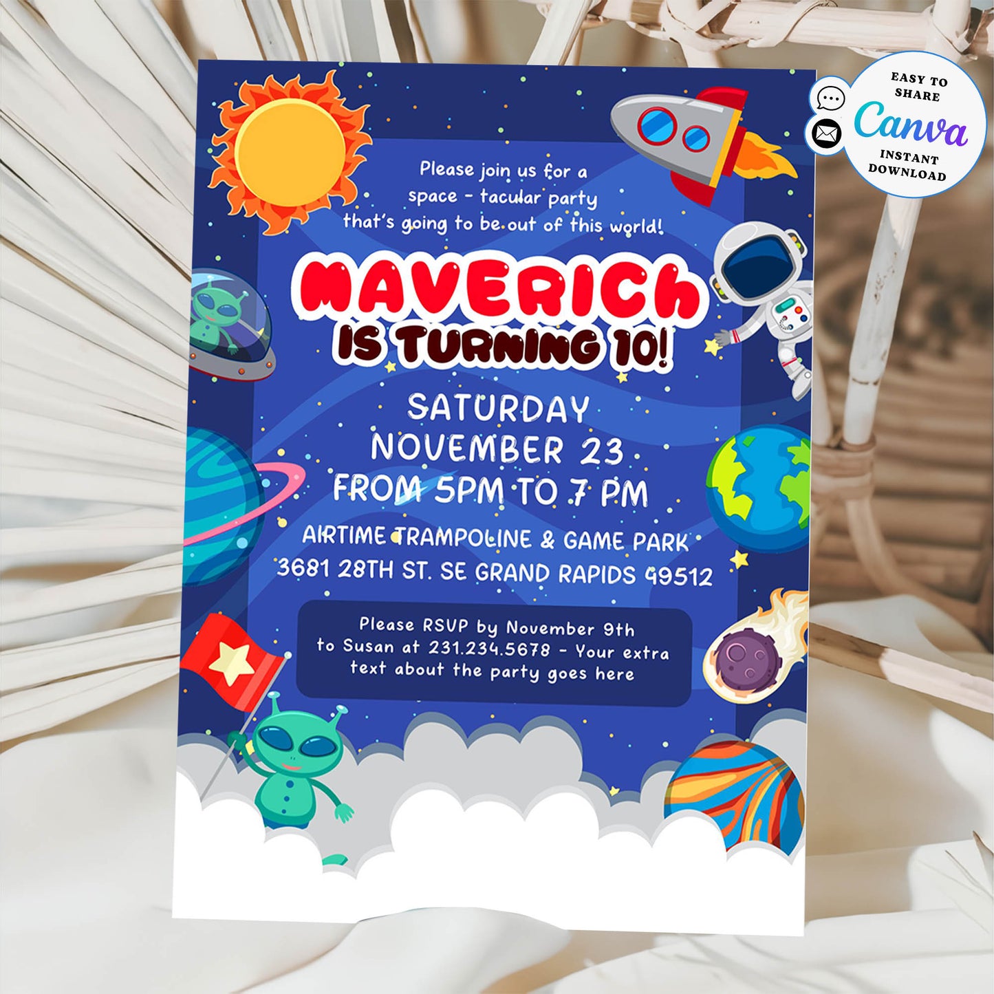 Explore the Galaxy Birthday Invitation Template