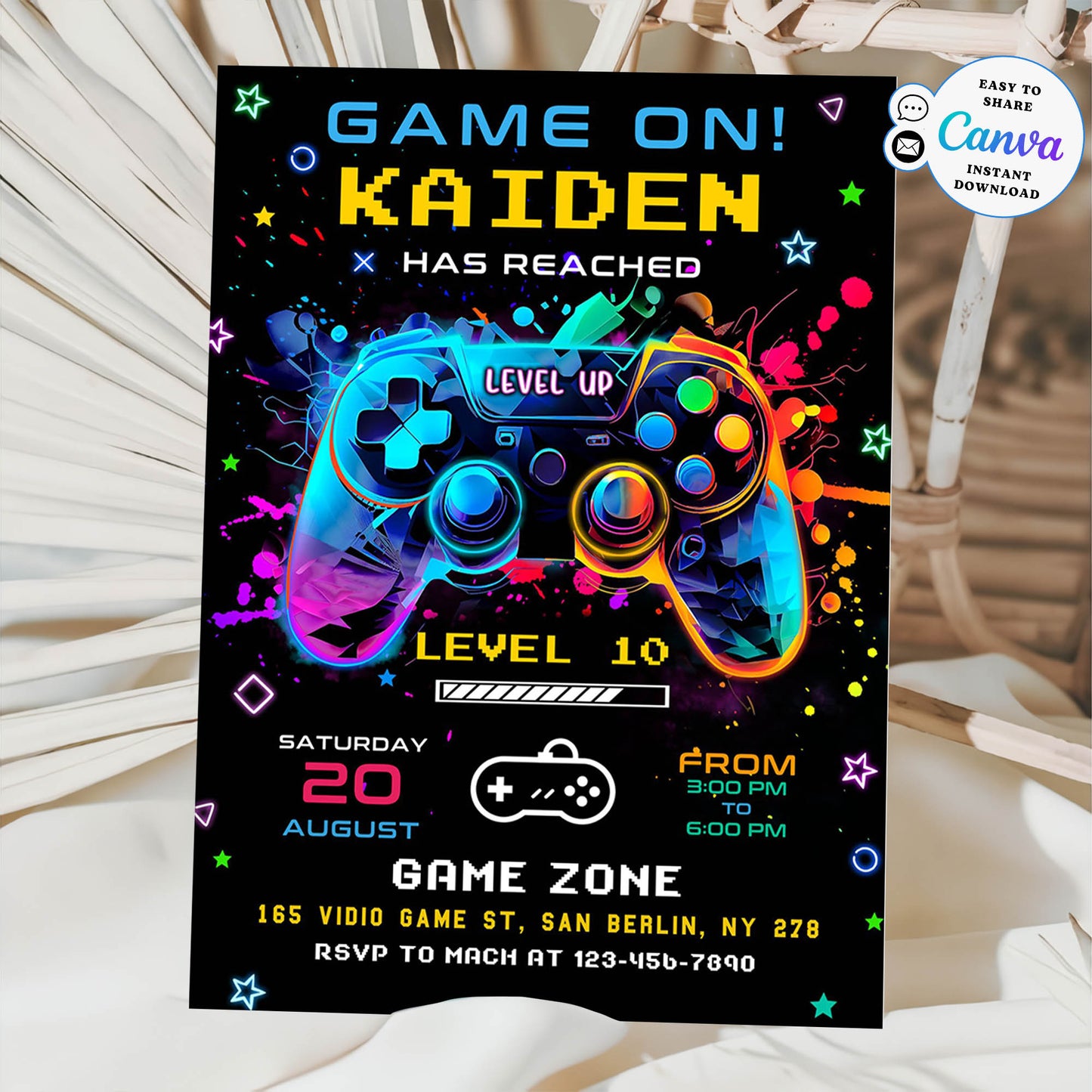 Game On! Video Game Party Invitation Design