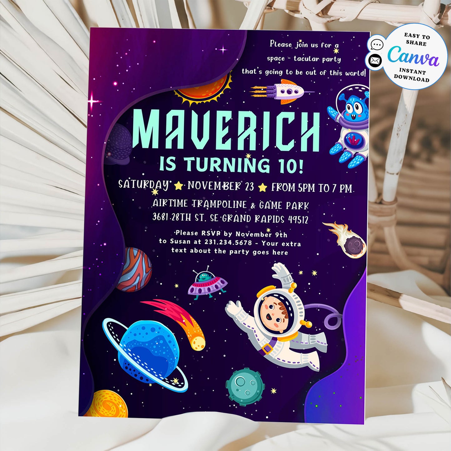 Outer Space Birthday Adventure Invitation