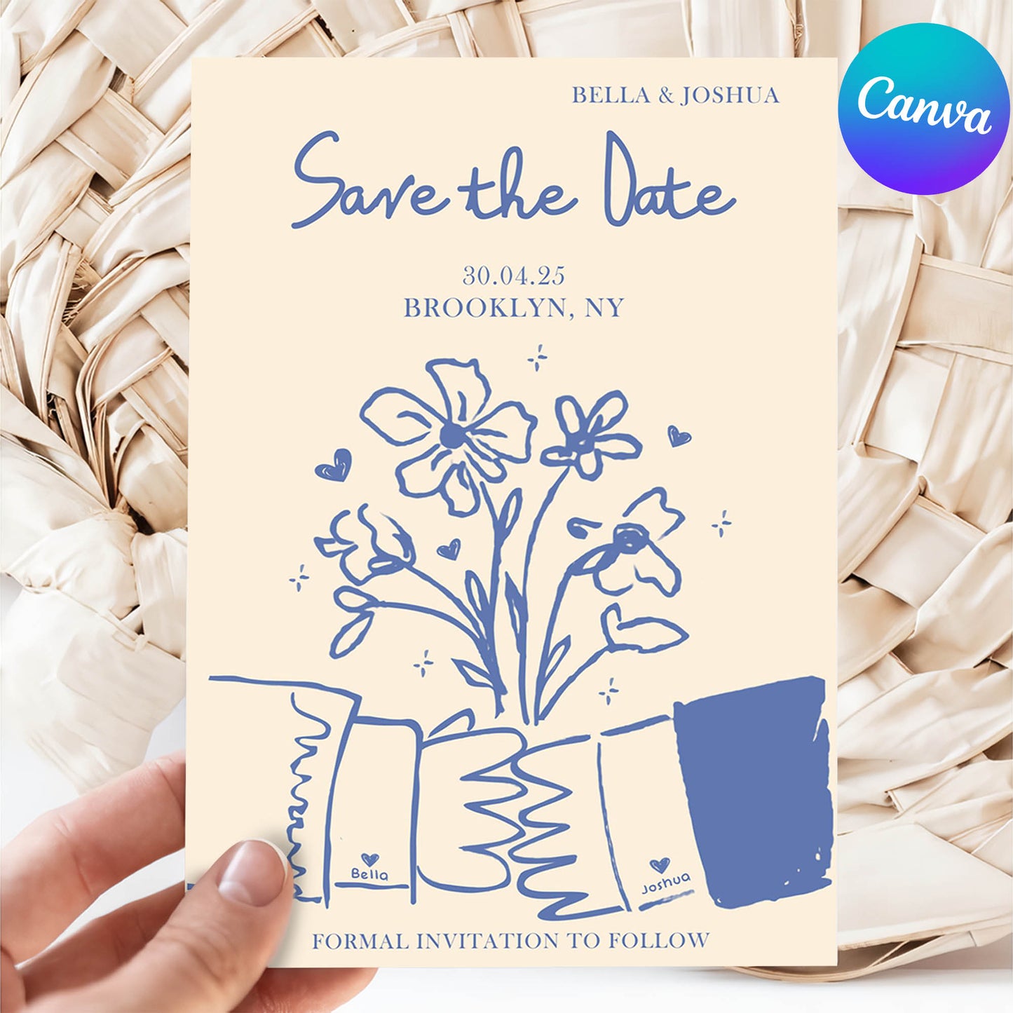 Modern Save The Date Wedding Invitations Canva Template