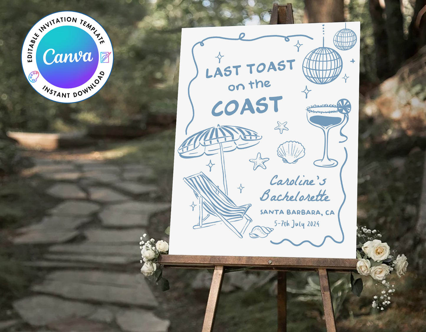 Coastal Theme Bachelorette Welcome Sign Template