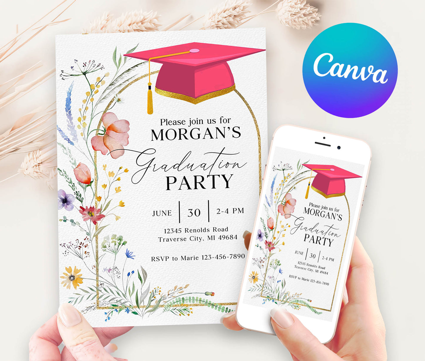 Wildflower Graduation Party Announcement Invitation