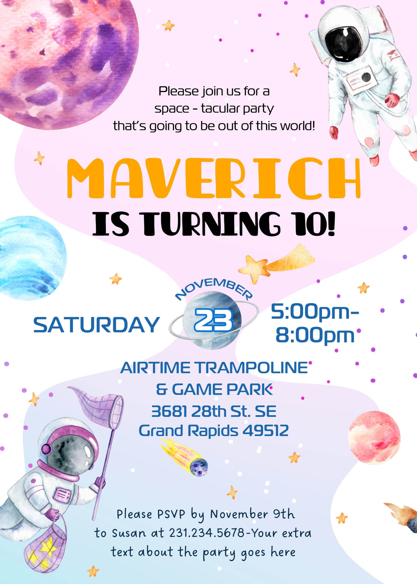 Outer Space Birthday Invitation