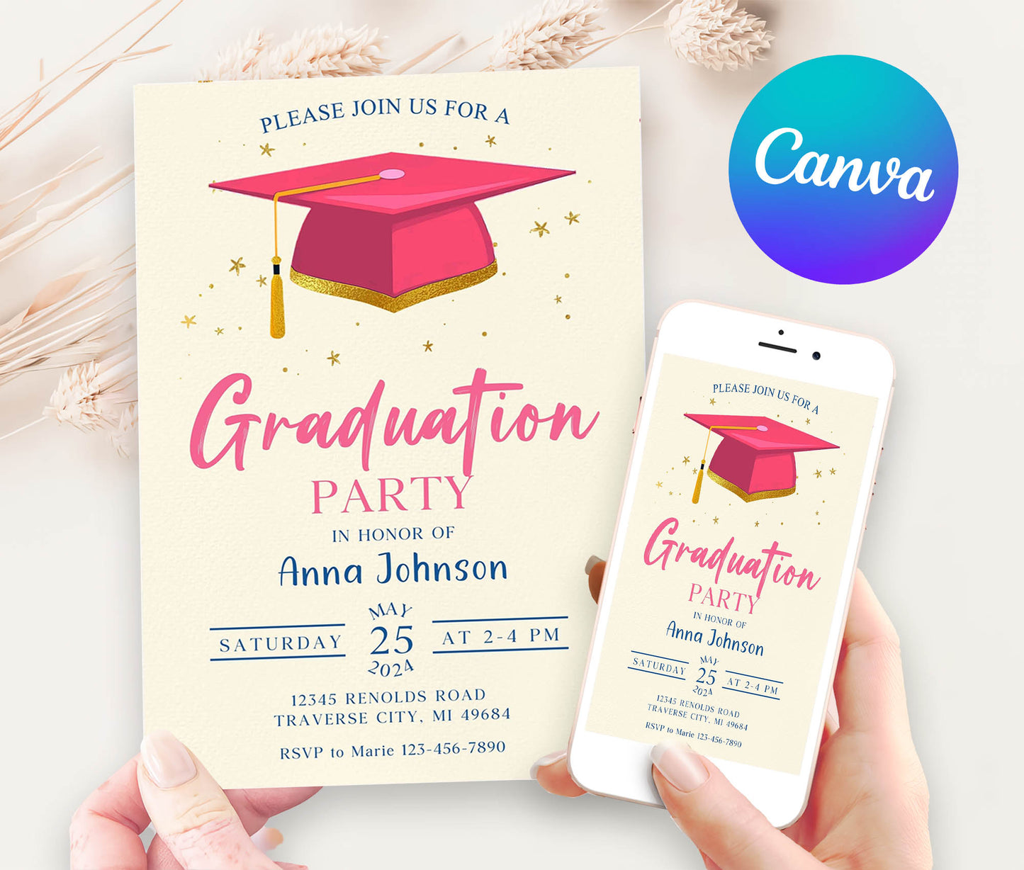 Graduation Party Invitation Template Editable