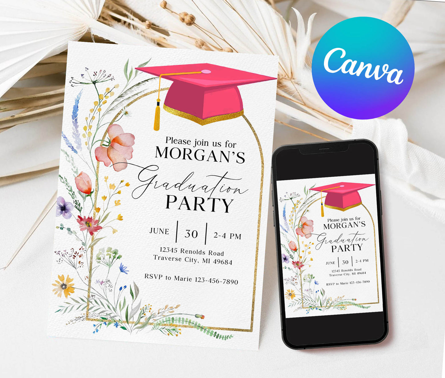 Wildflower Graduation Party Announcement Invitation