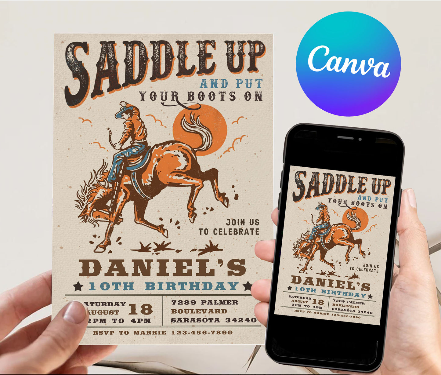 Western 'Saddle Up' Birthday Invite