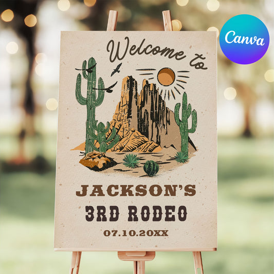 Editable cowboy welcome sign