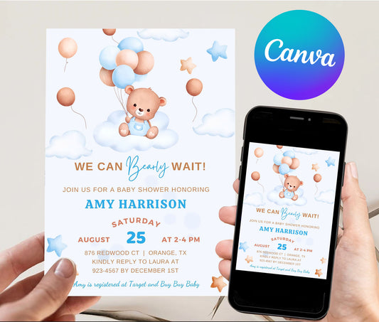 Personalized Teddy Bear Baby Shower Invite