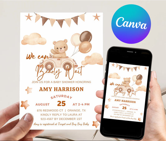 Teddy Bear Digital Baby Shower Invite