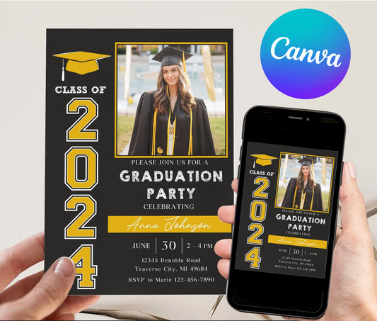 Canva Editable Graduation Invitation