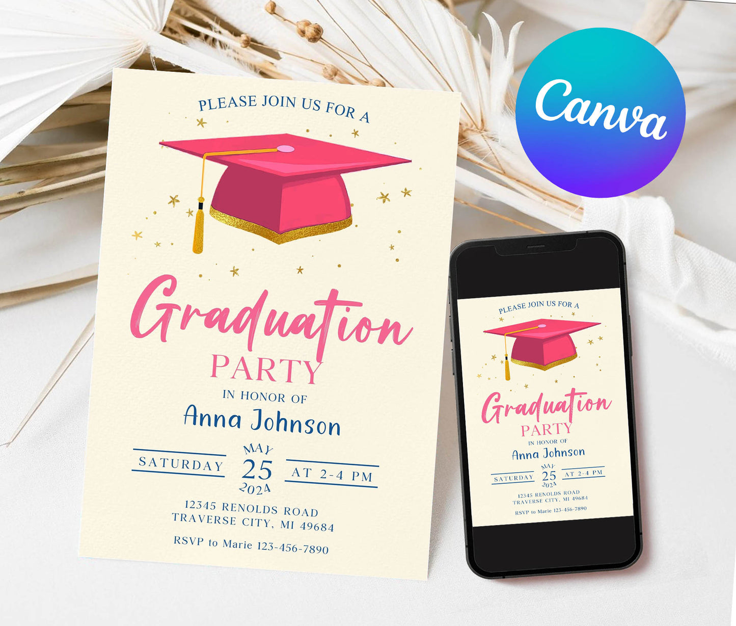 Graduation Party Invitation Template Editable