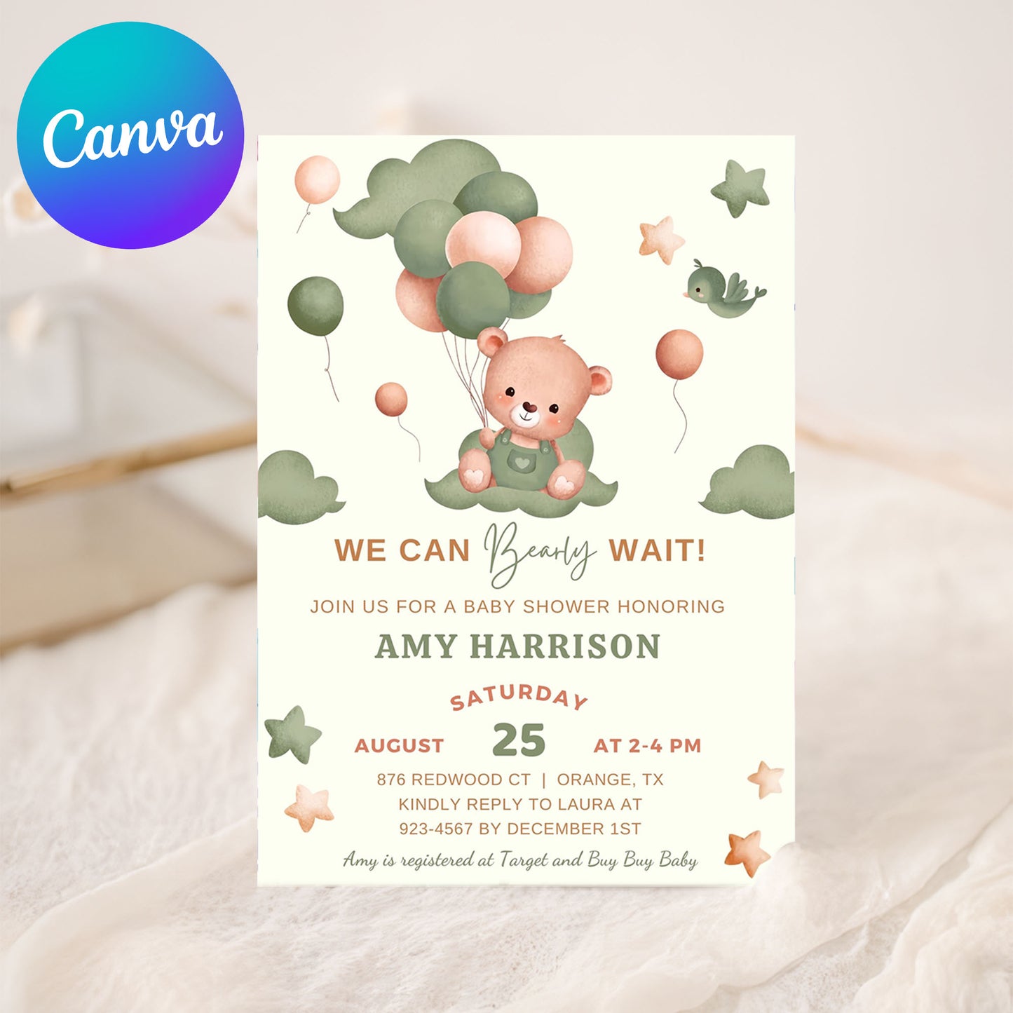 Teddy Bear Baby Shower Invitation