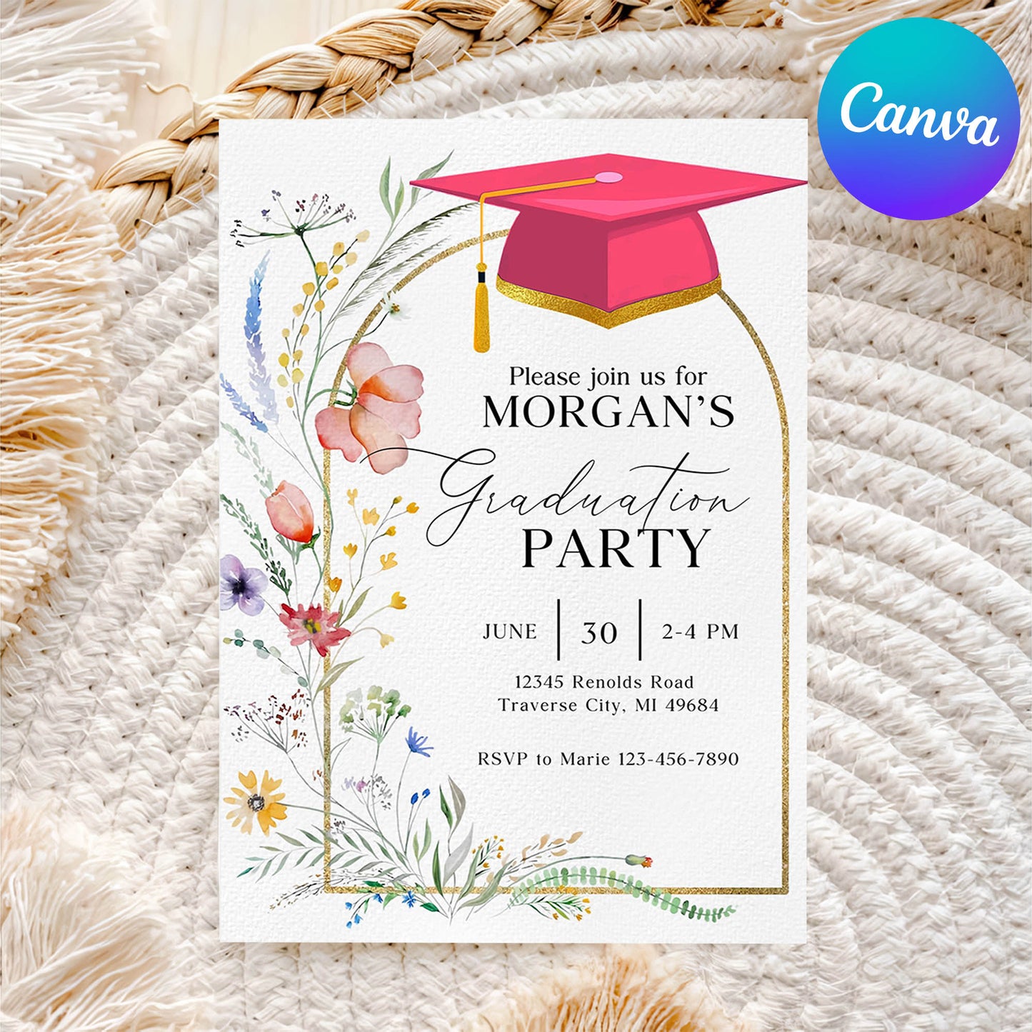 Wildflower Graduation Party Announcement Invitation