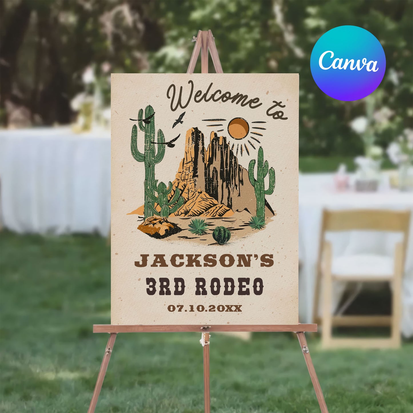 Editable cowboy welcome sign