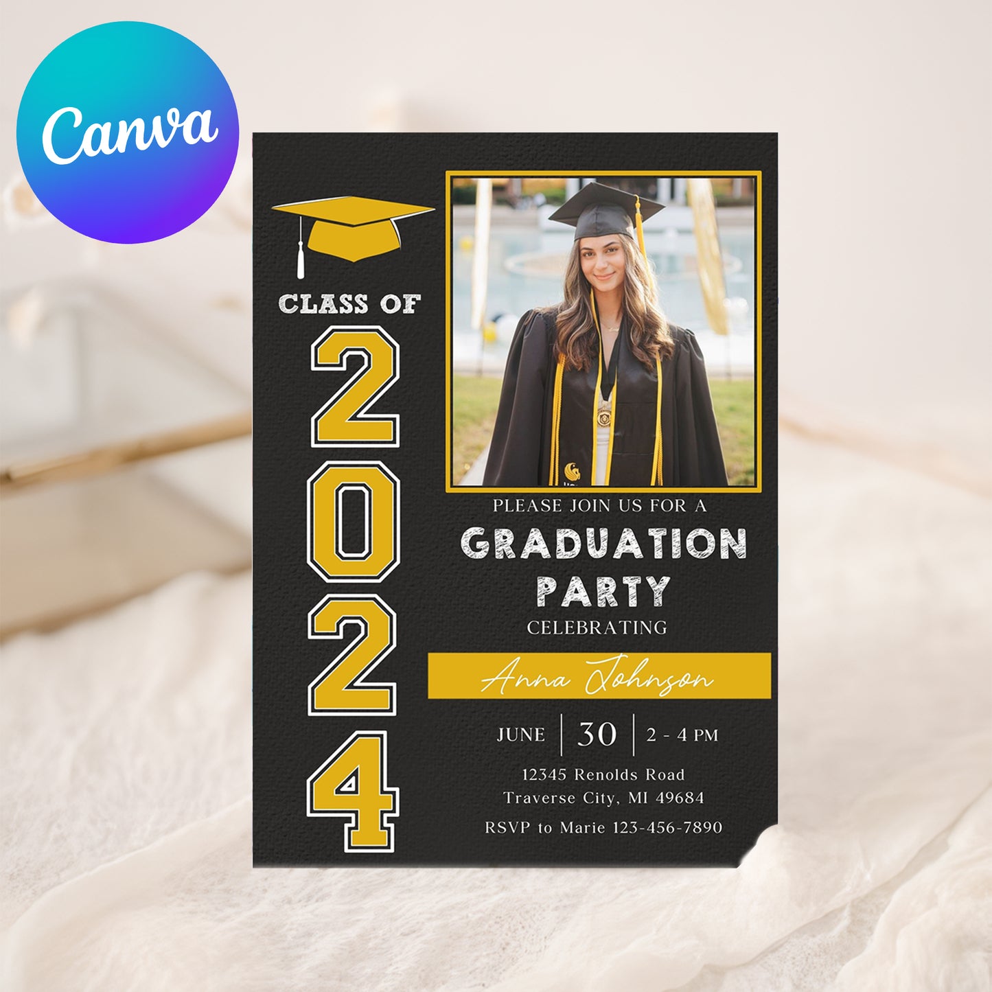 Canva Editable Graduation Invitation