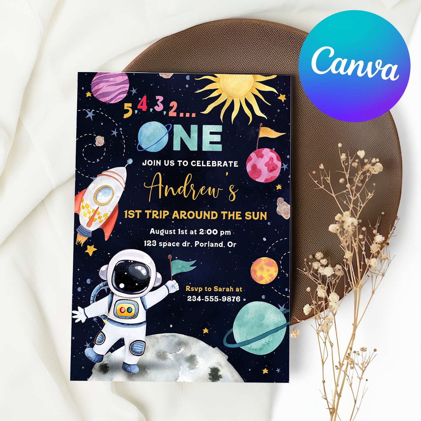 One Rocket Birthday Invitation