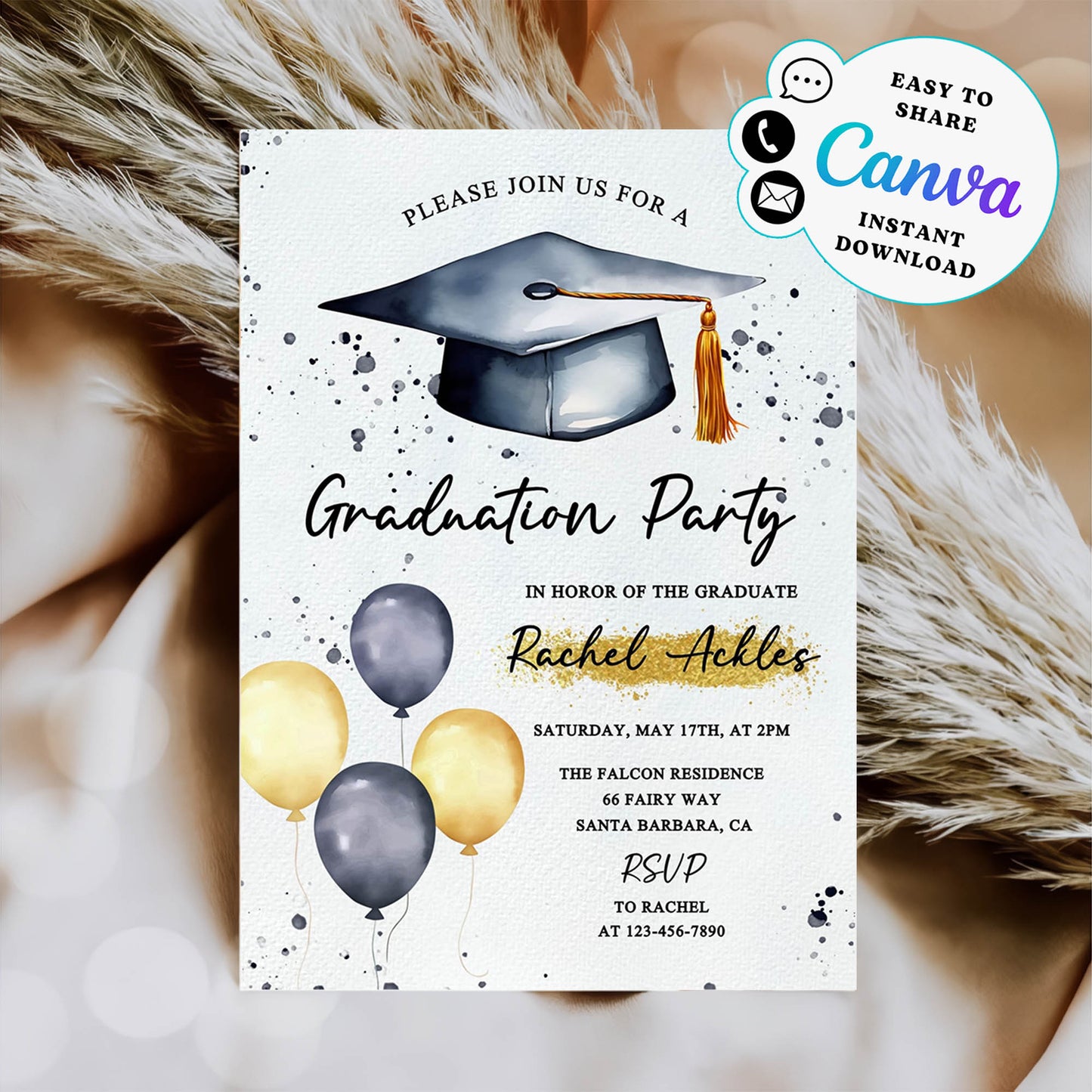 Graduation Party Invitation Template, Graduation Annauncement Invitation