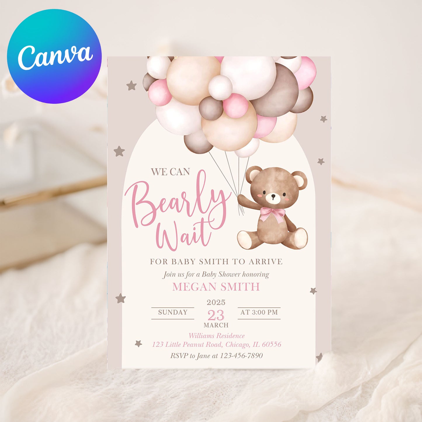 Classic Teddy Bear Baby Shower Invite