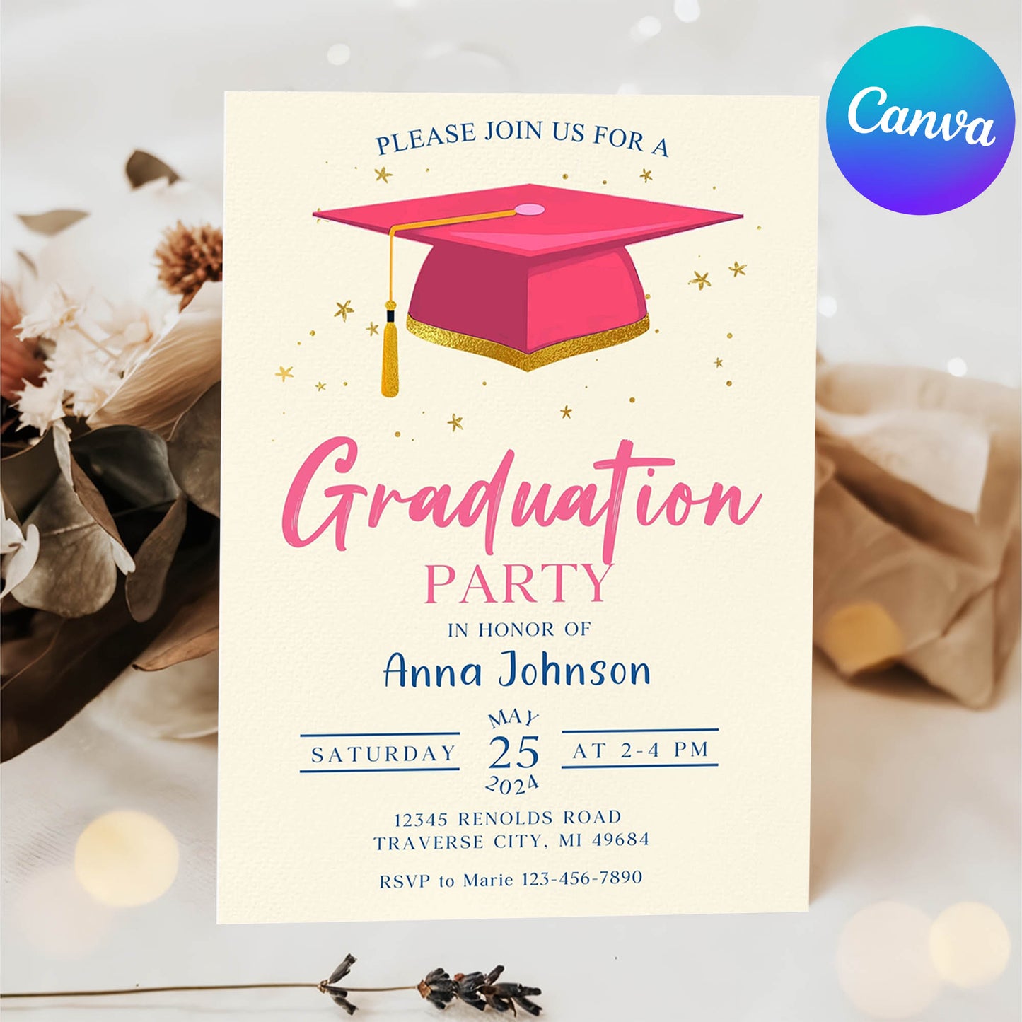 Graduation Party Invitation Template Editable