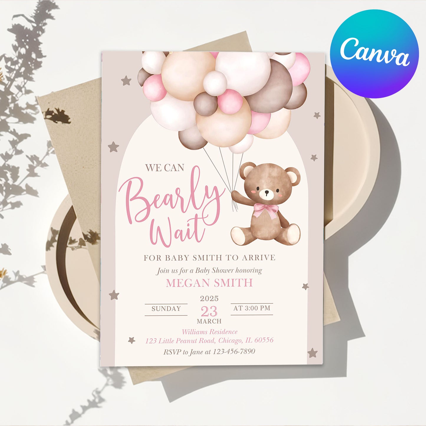 Classic Teddy Bear Baby Shower Invite