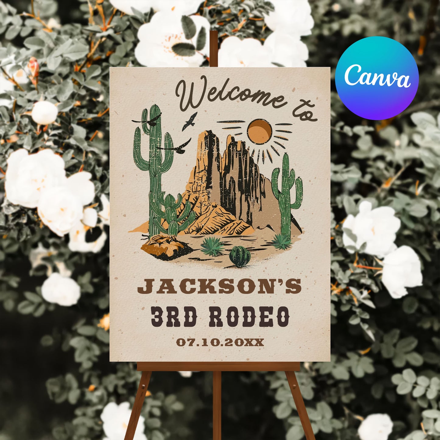 Editable cowboy welcome sign