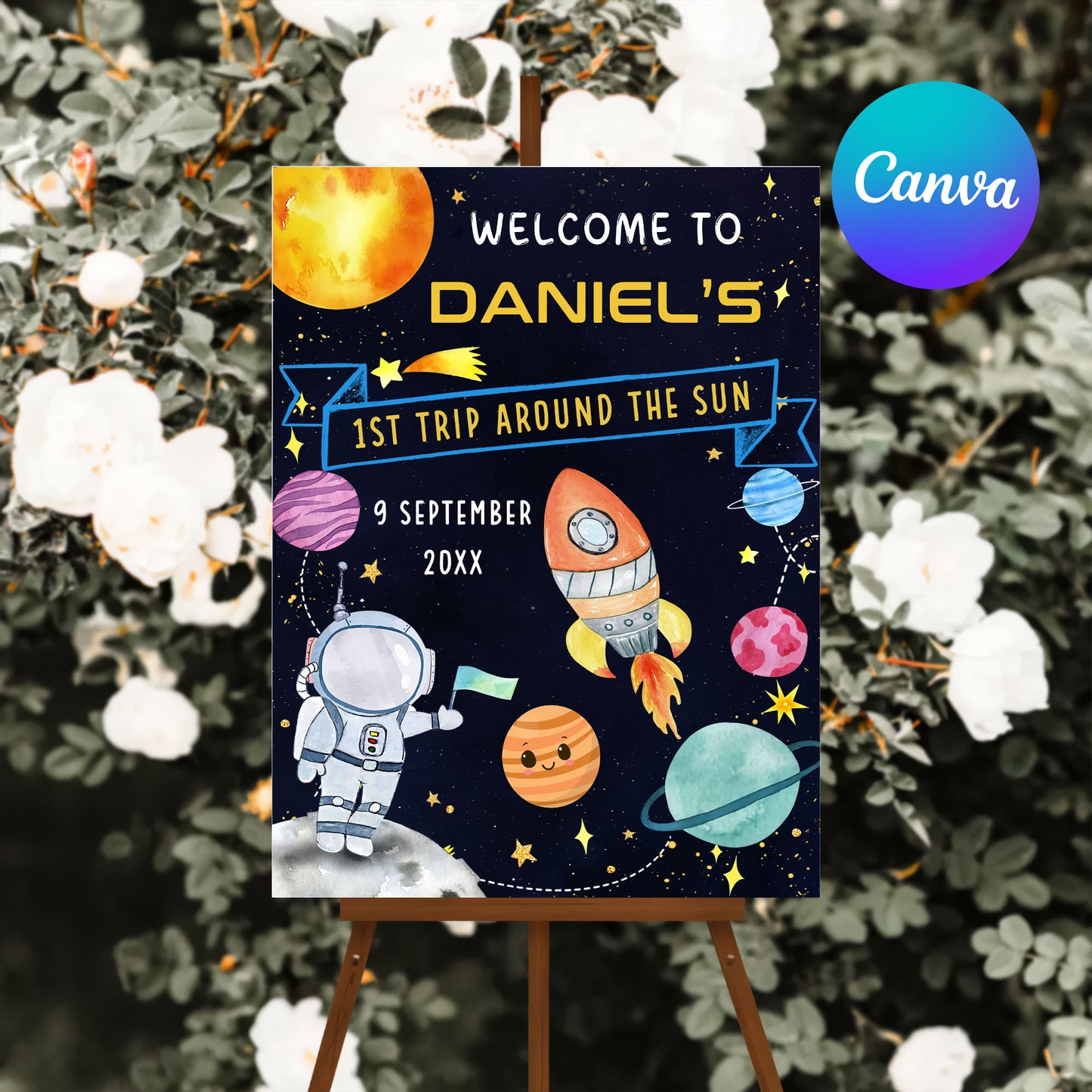 Editable First Birthday Welcome Sign