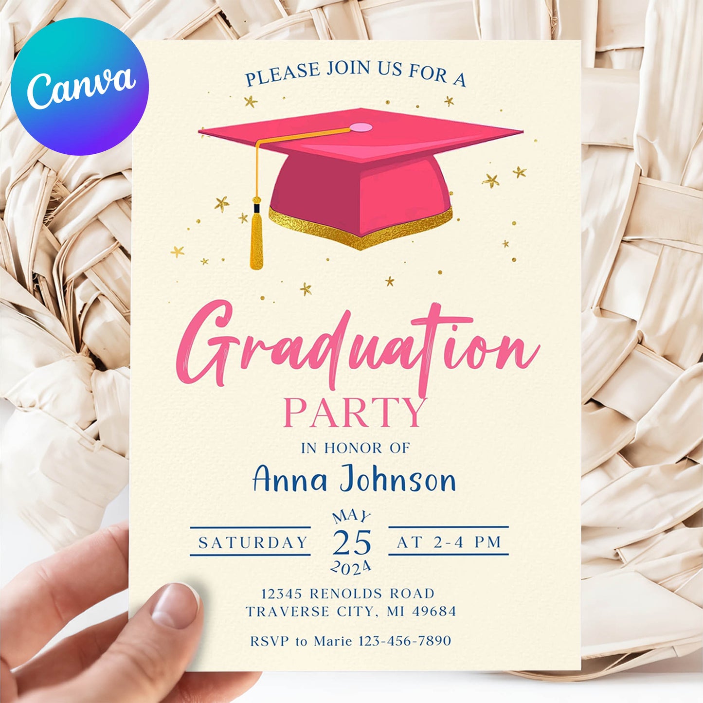 Graduation Party Invitation Template Editable