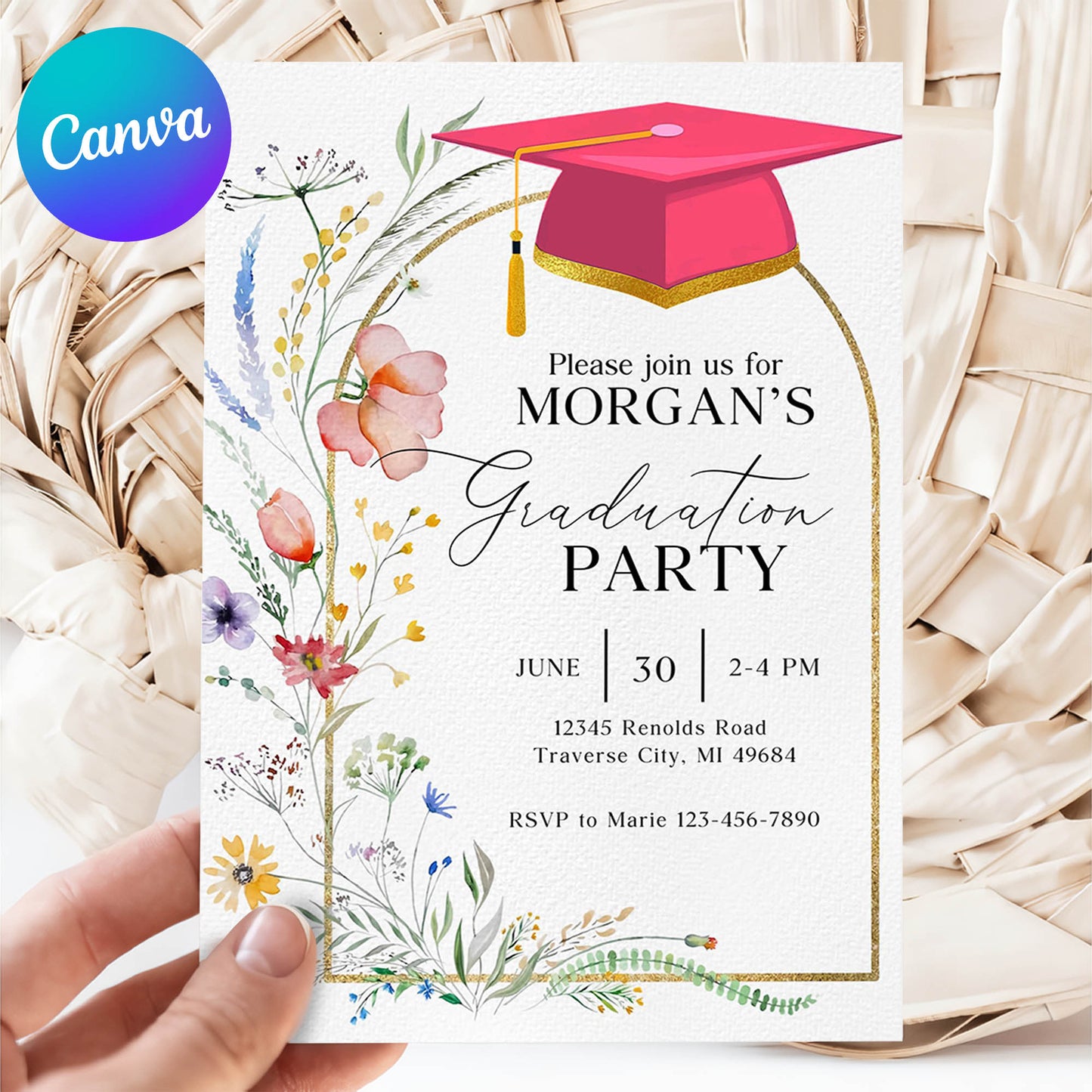 Wildflower Graduation Party Announcement Invitation