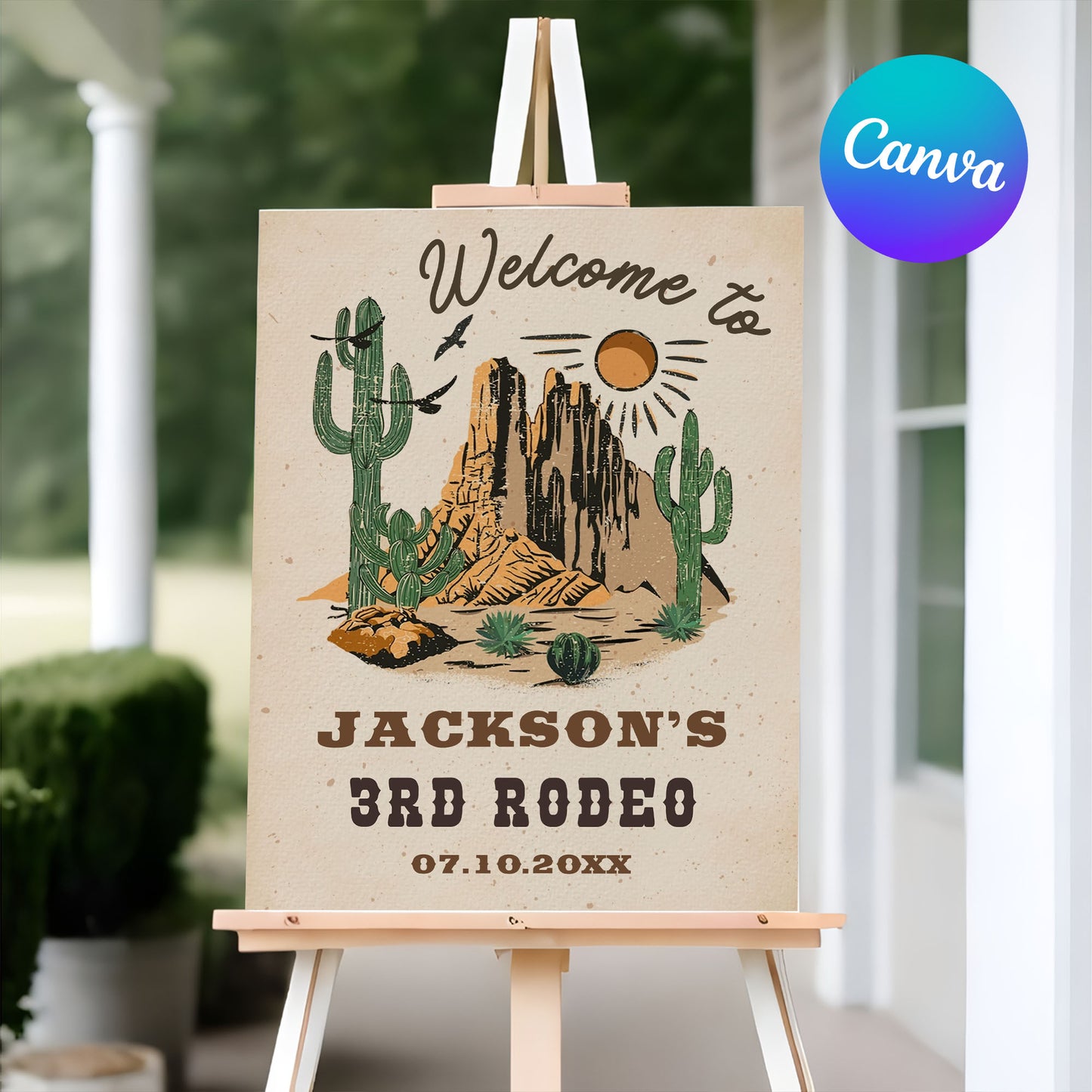 Editable cowboy welcome sign