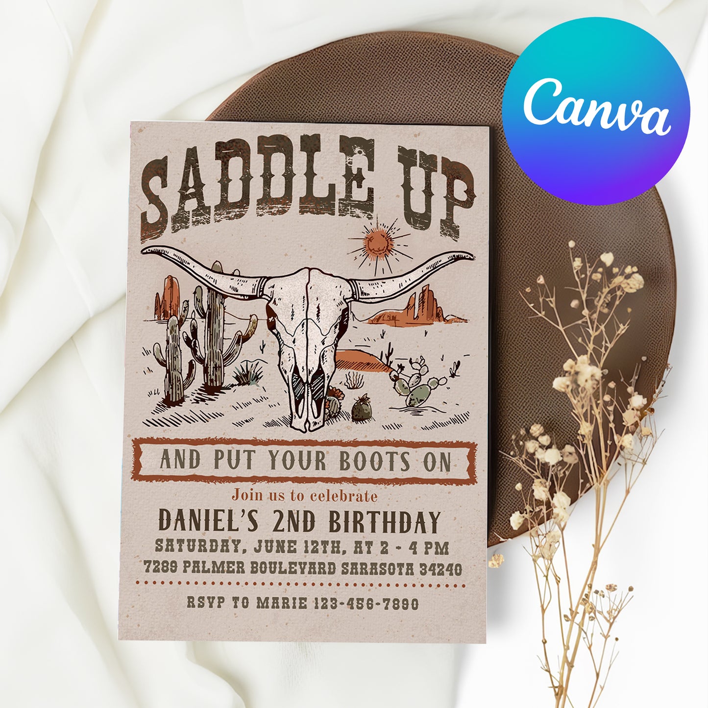 Saddle Up Western Birthday Invitation