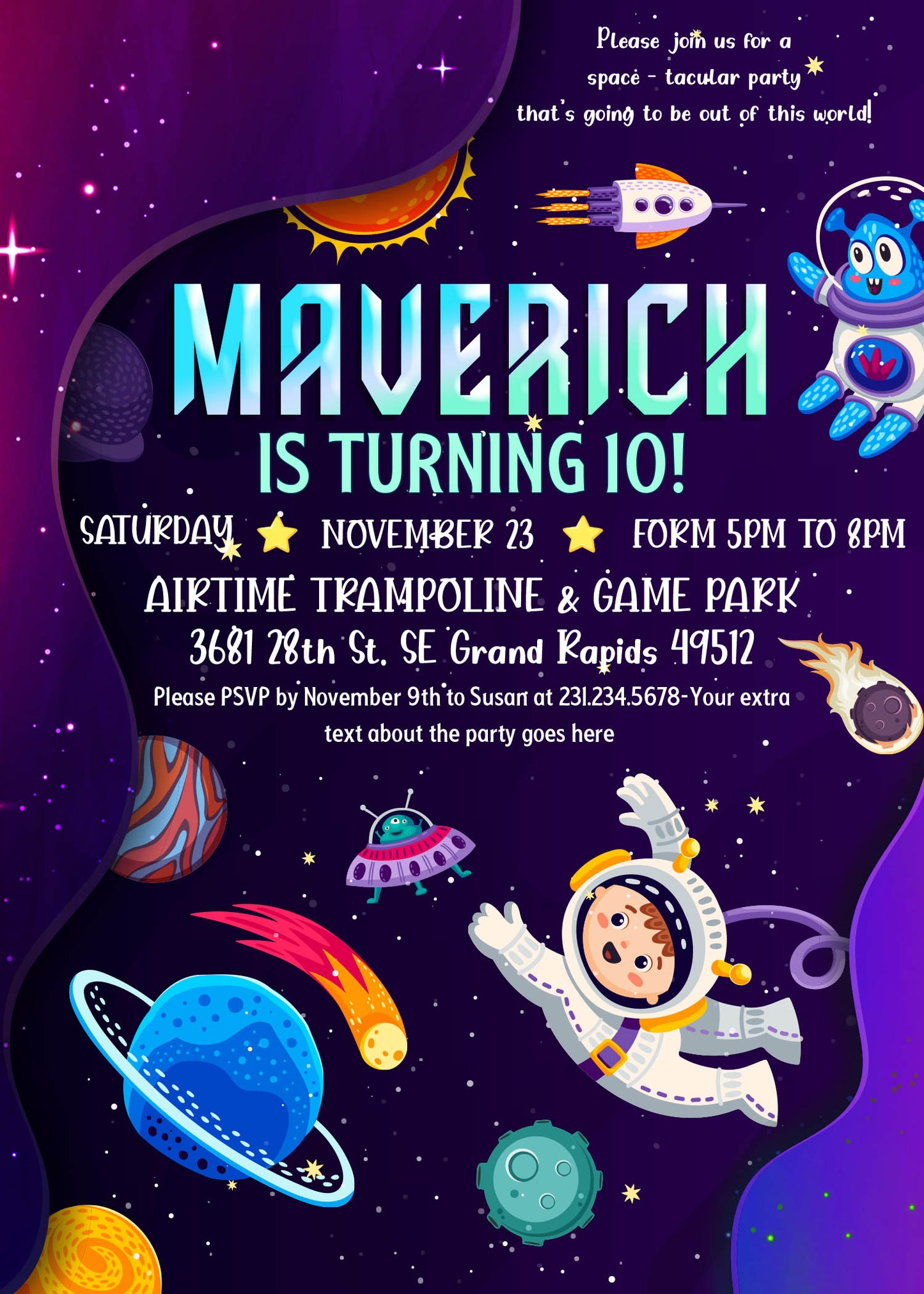 Outer Space Birthday Adventure Invitation