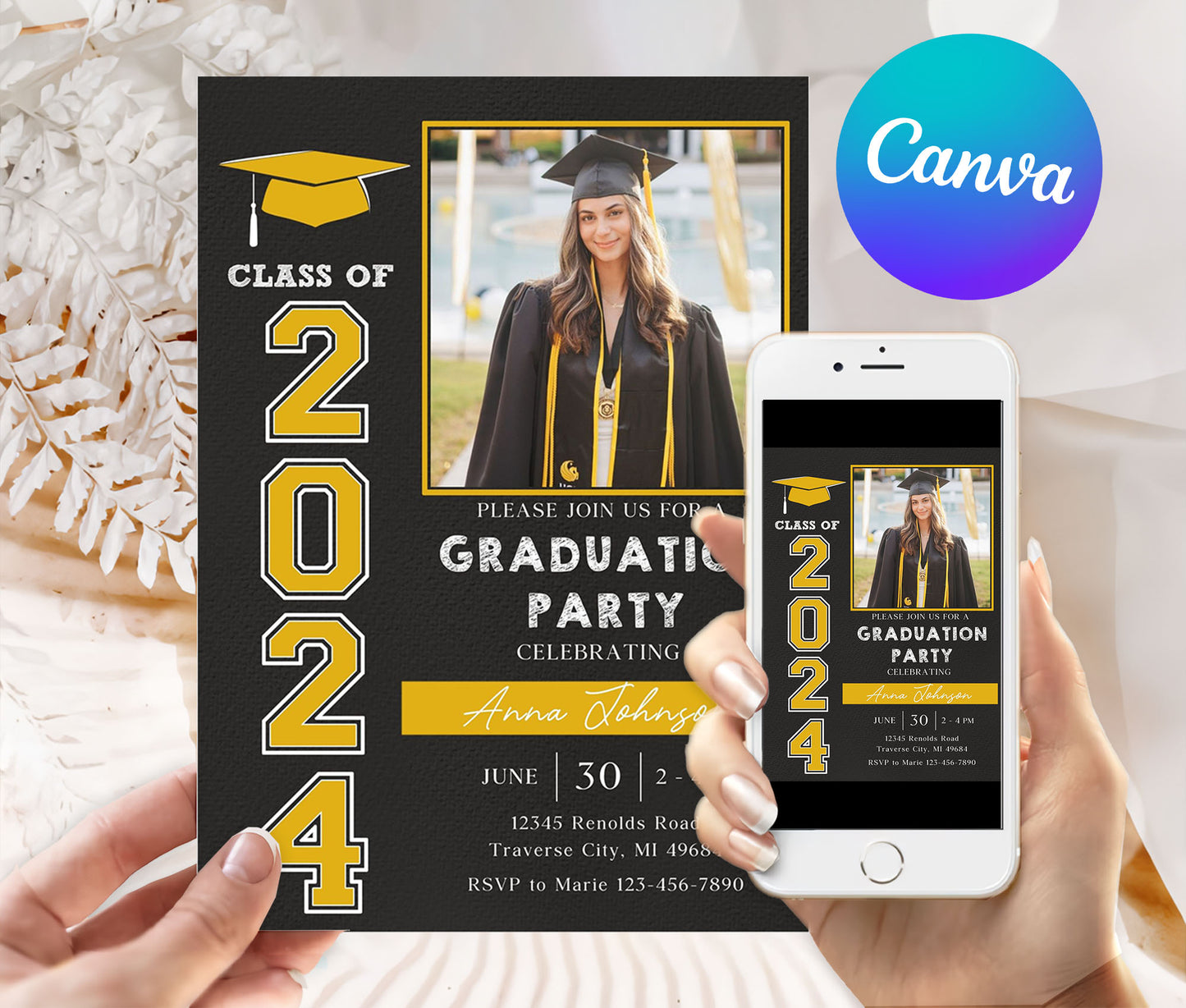 Canva Editable Graduation Invitation