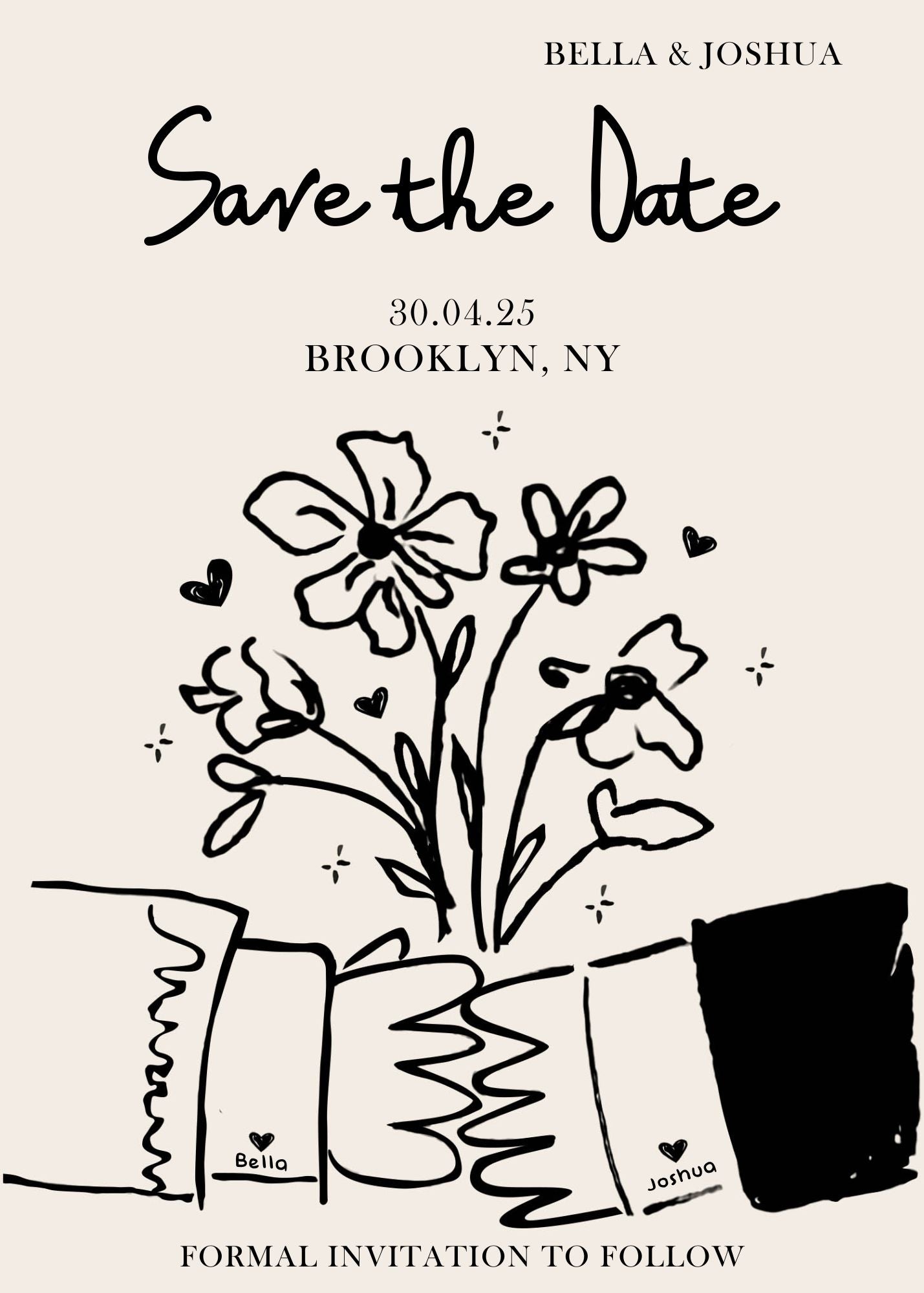 Minimalist Wedding Invites Black and White