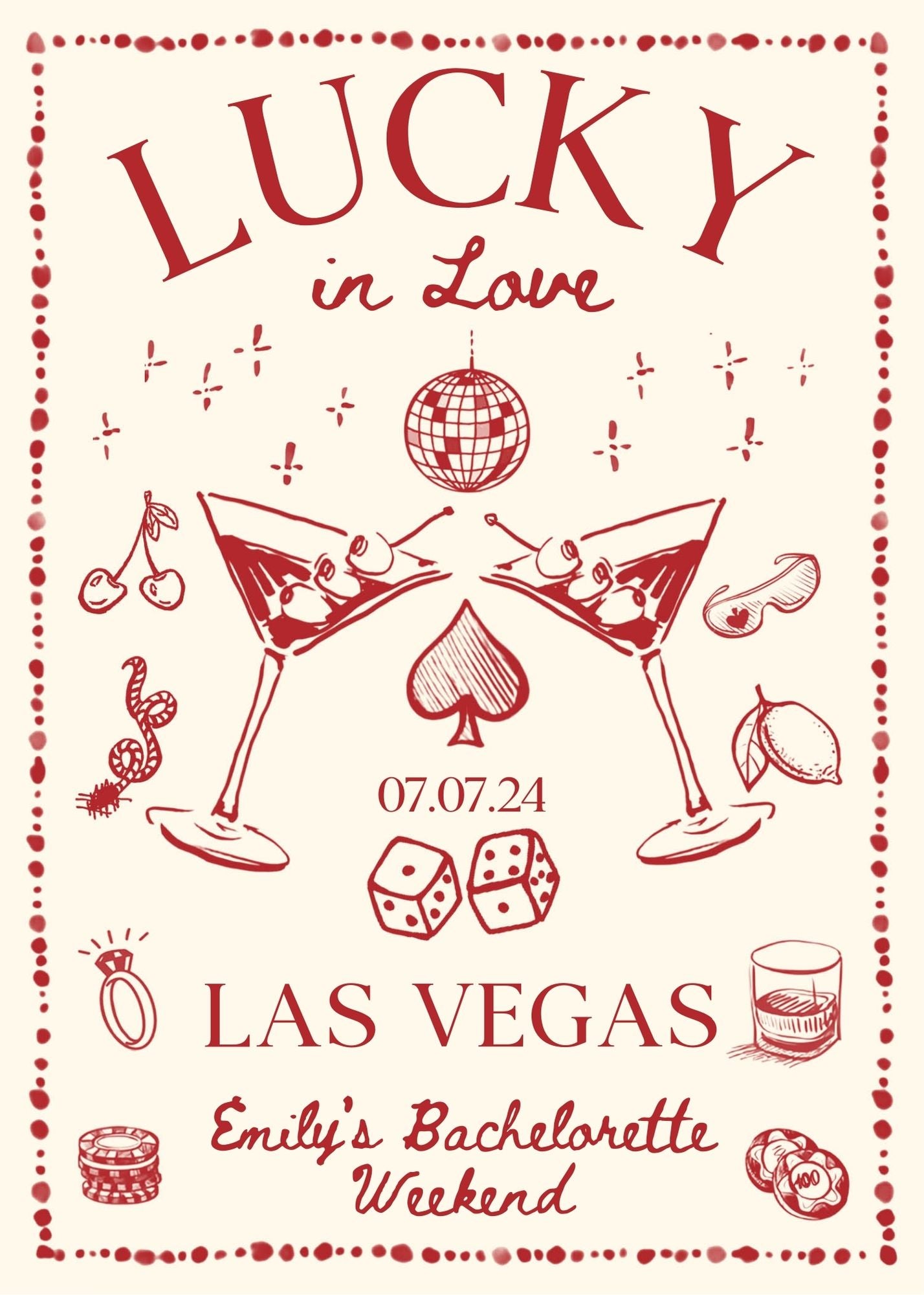 Lucky in Love Bachelorette Party Invitation