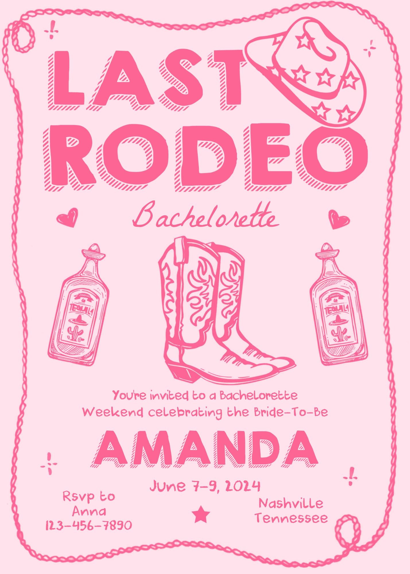 Last Rodeo Bachelorette Invite Template