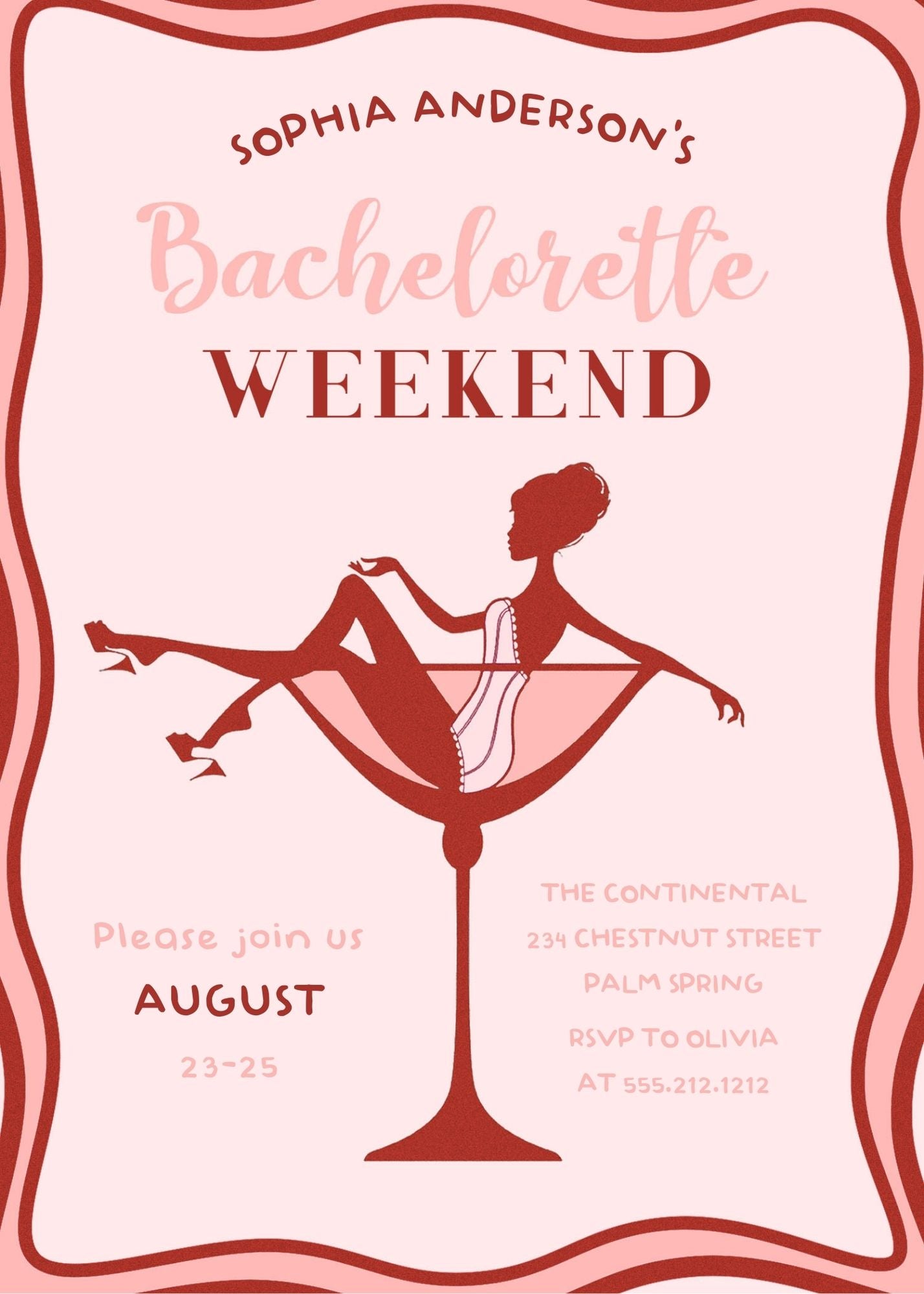 Digital Bachelorette Weekend Party Invitation