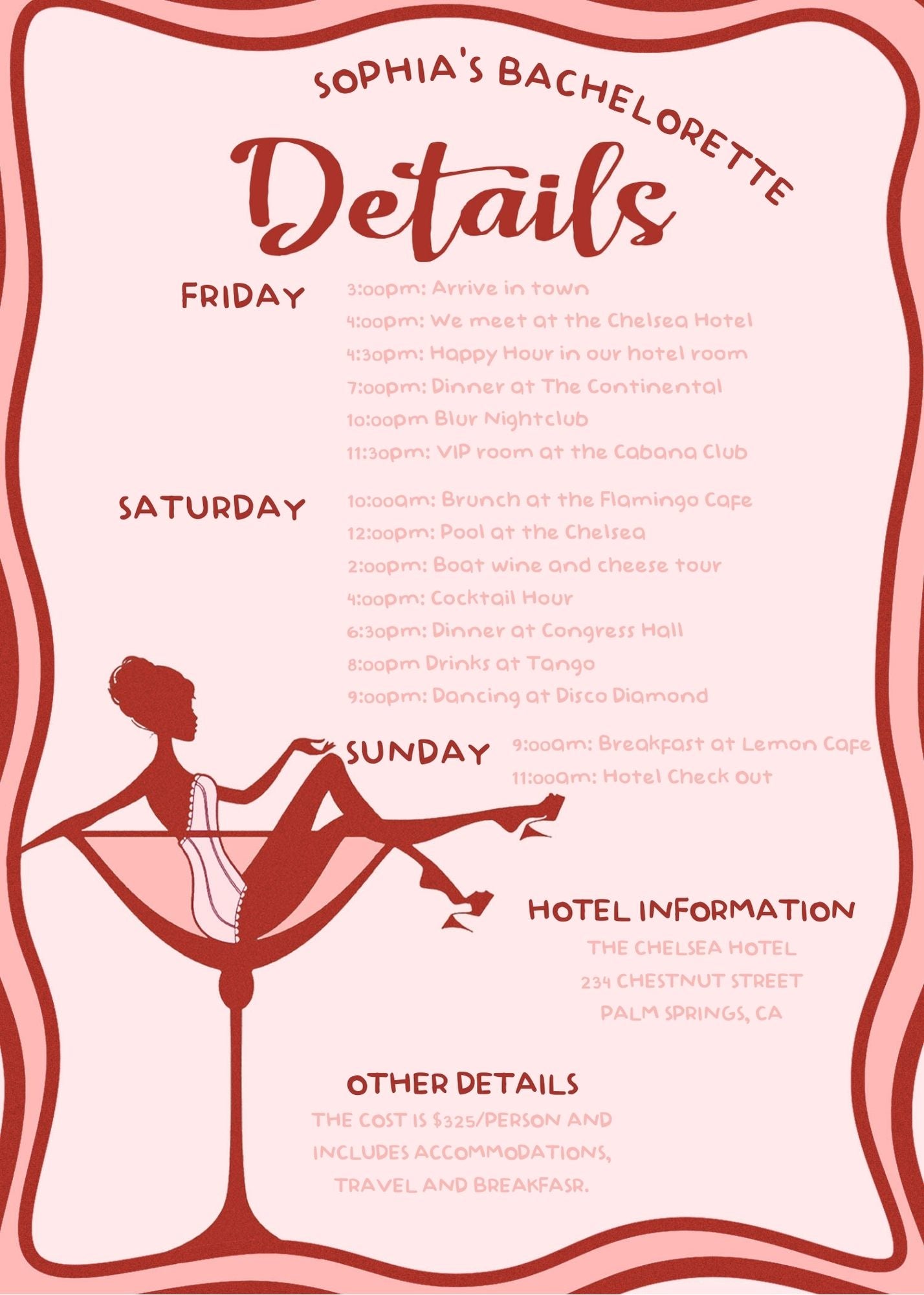 Digital Bachelorette Weekend Party Invitation