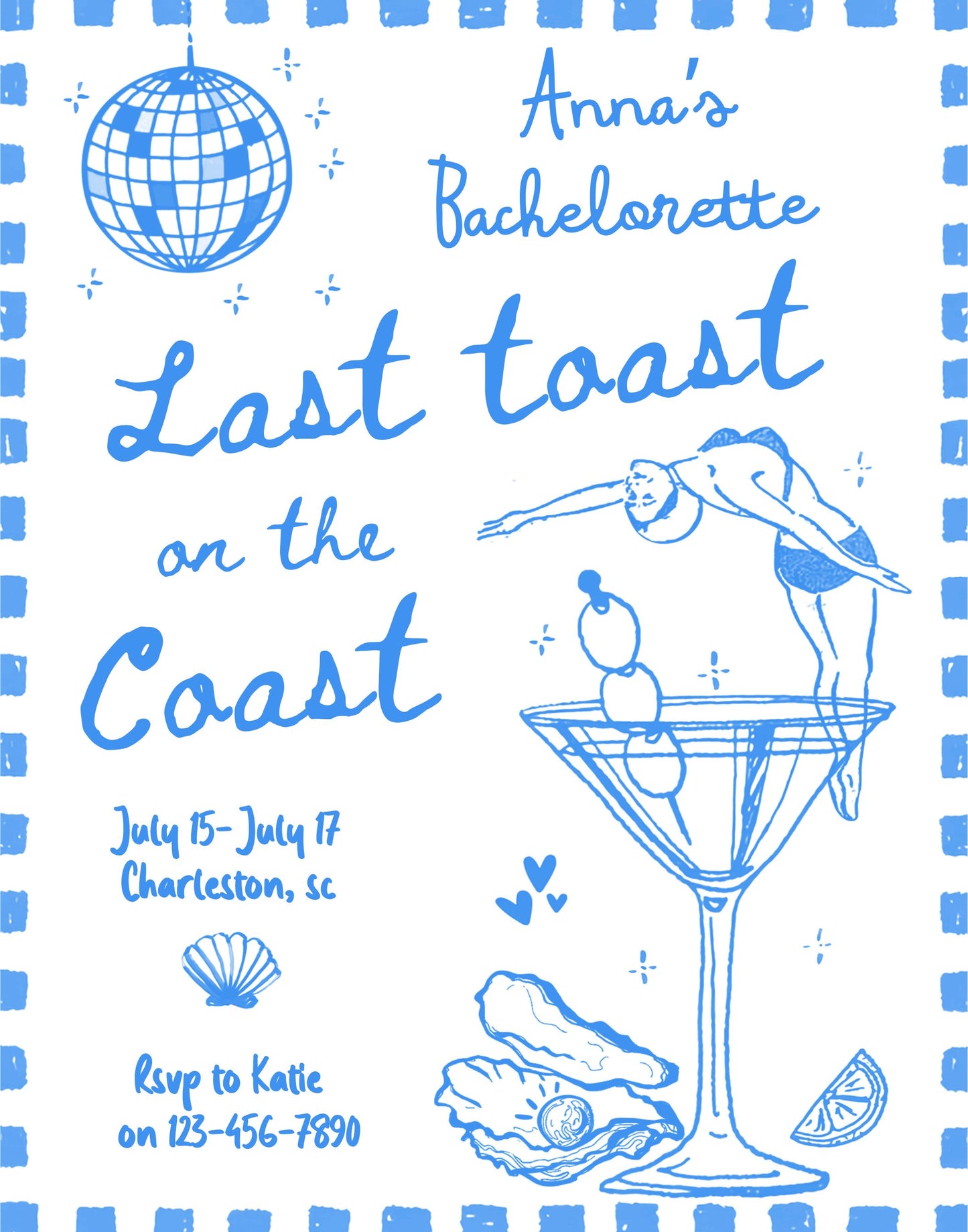 Bride’s Last Coast Toast: Bachelorette Party Welcome Sign