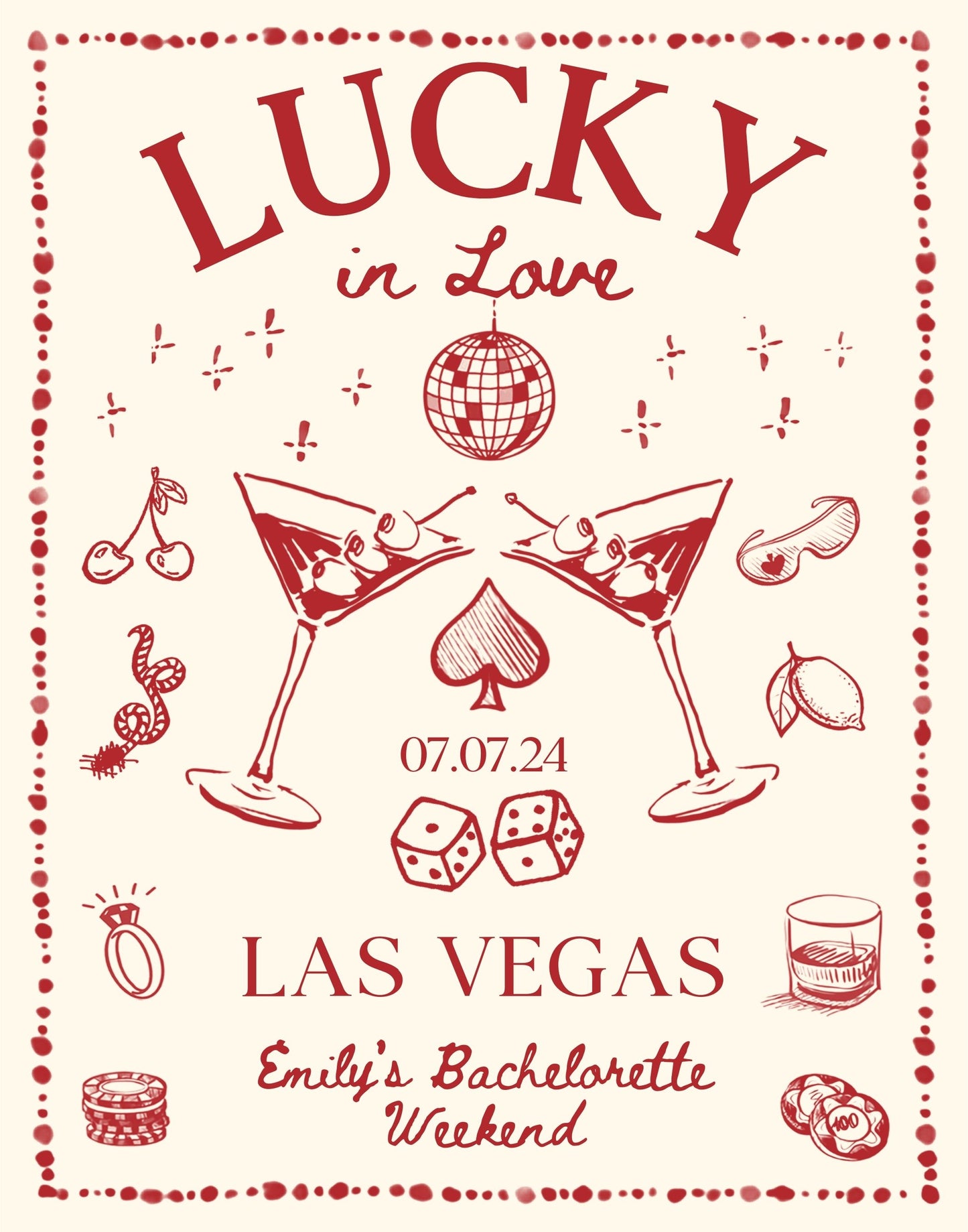 Editable Welcome Sign for Lucky in Love Theme