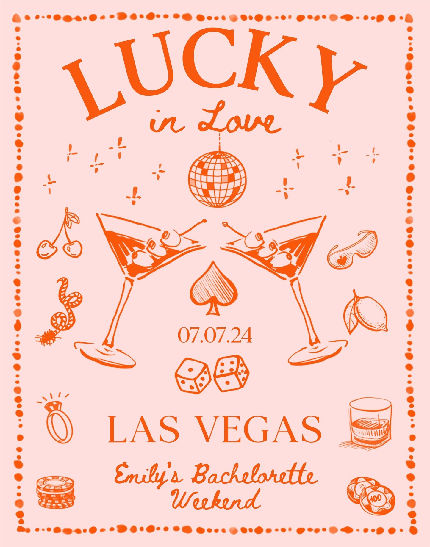 Elegant Lucky in Love Bachelorette Sign Template