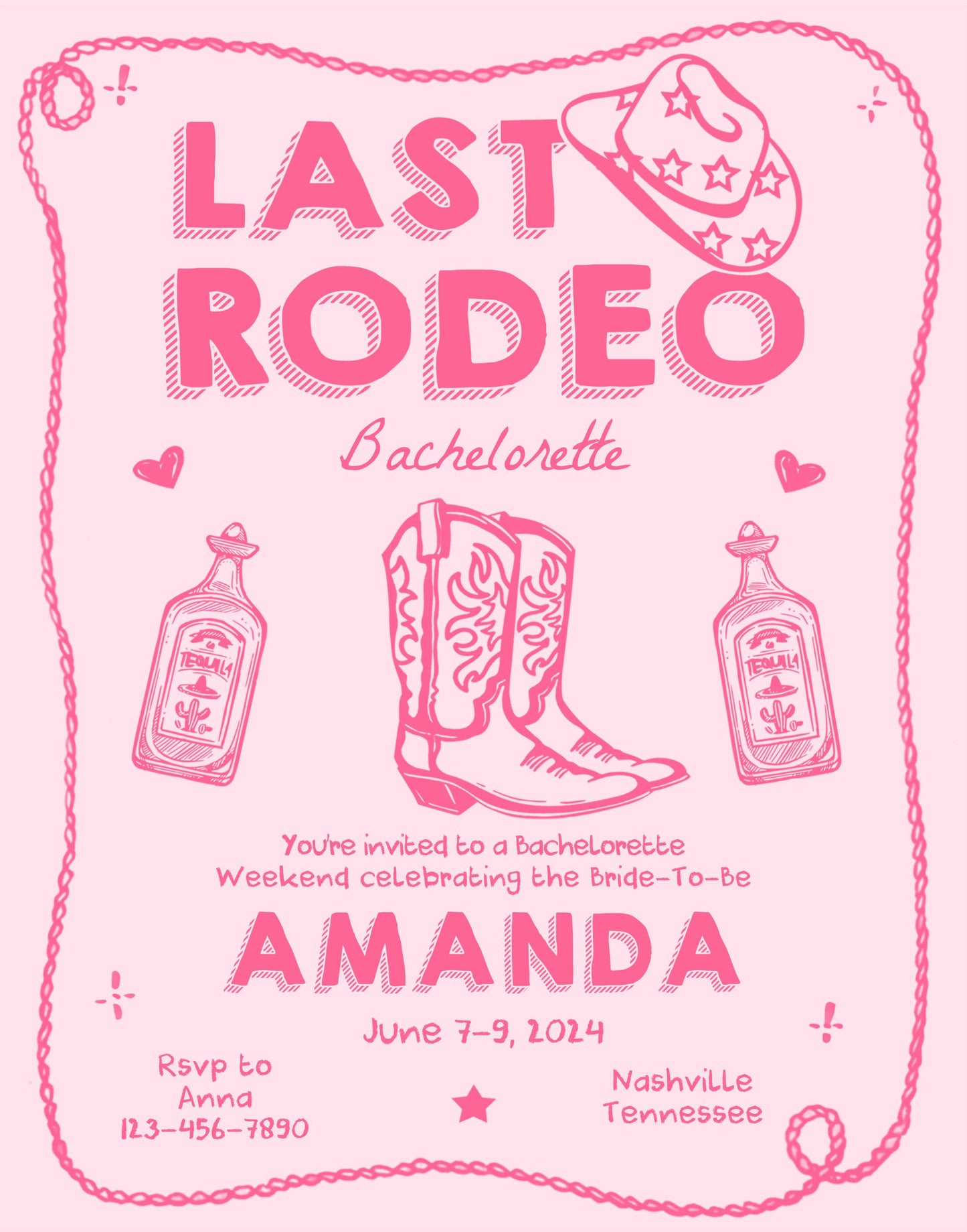 Last Rodeo Nashville Bachelorette Party Welcome Sign Template