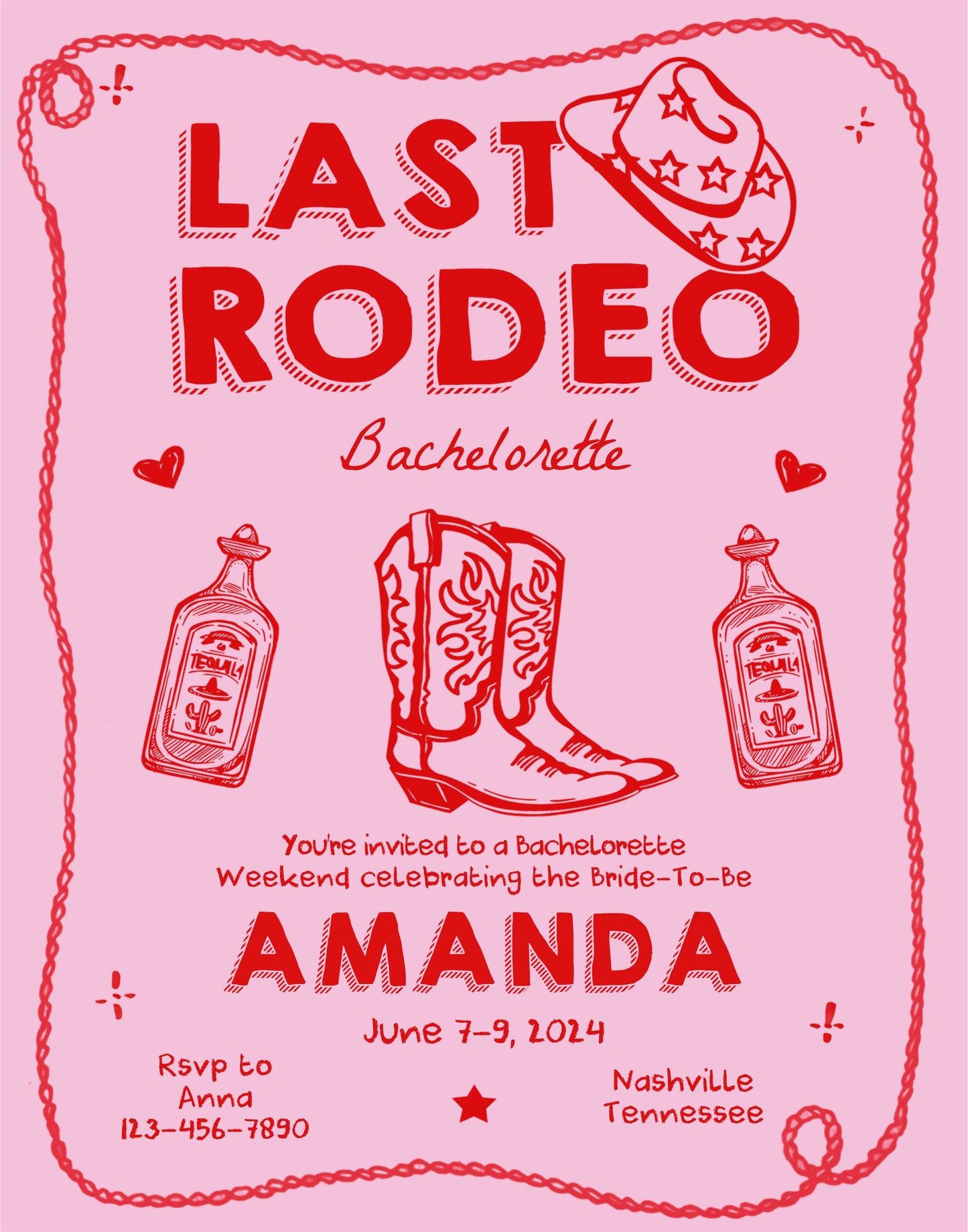 Pink Last Rodeo Bachelorette Weekend Welcome Sign