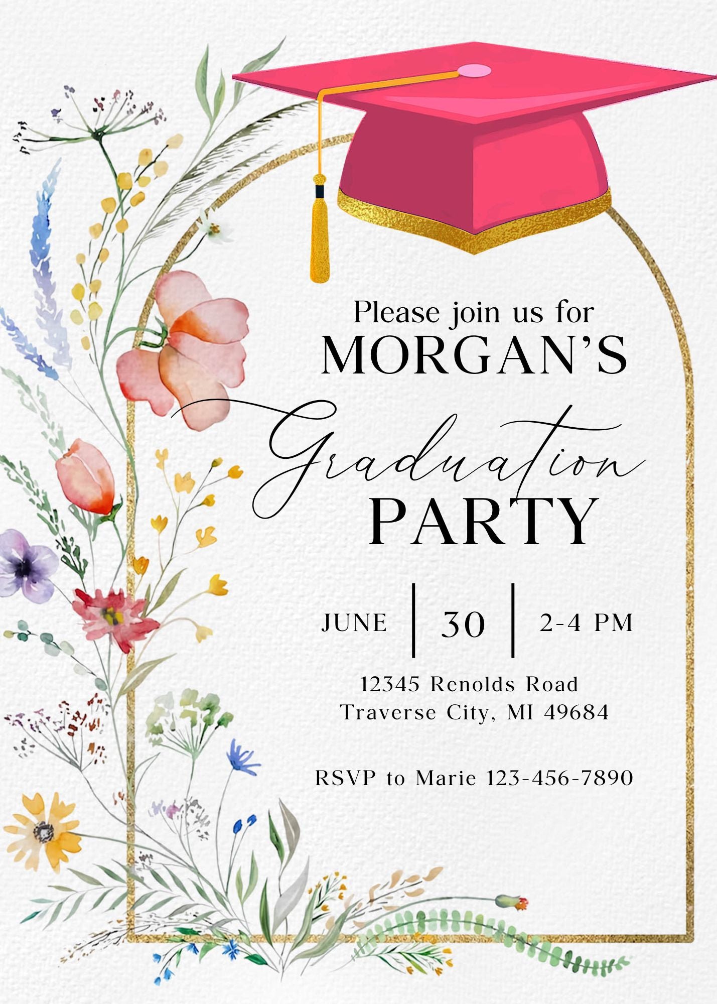 Wildflower Graduation Party Announcement Invitation