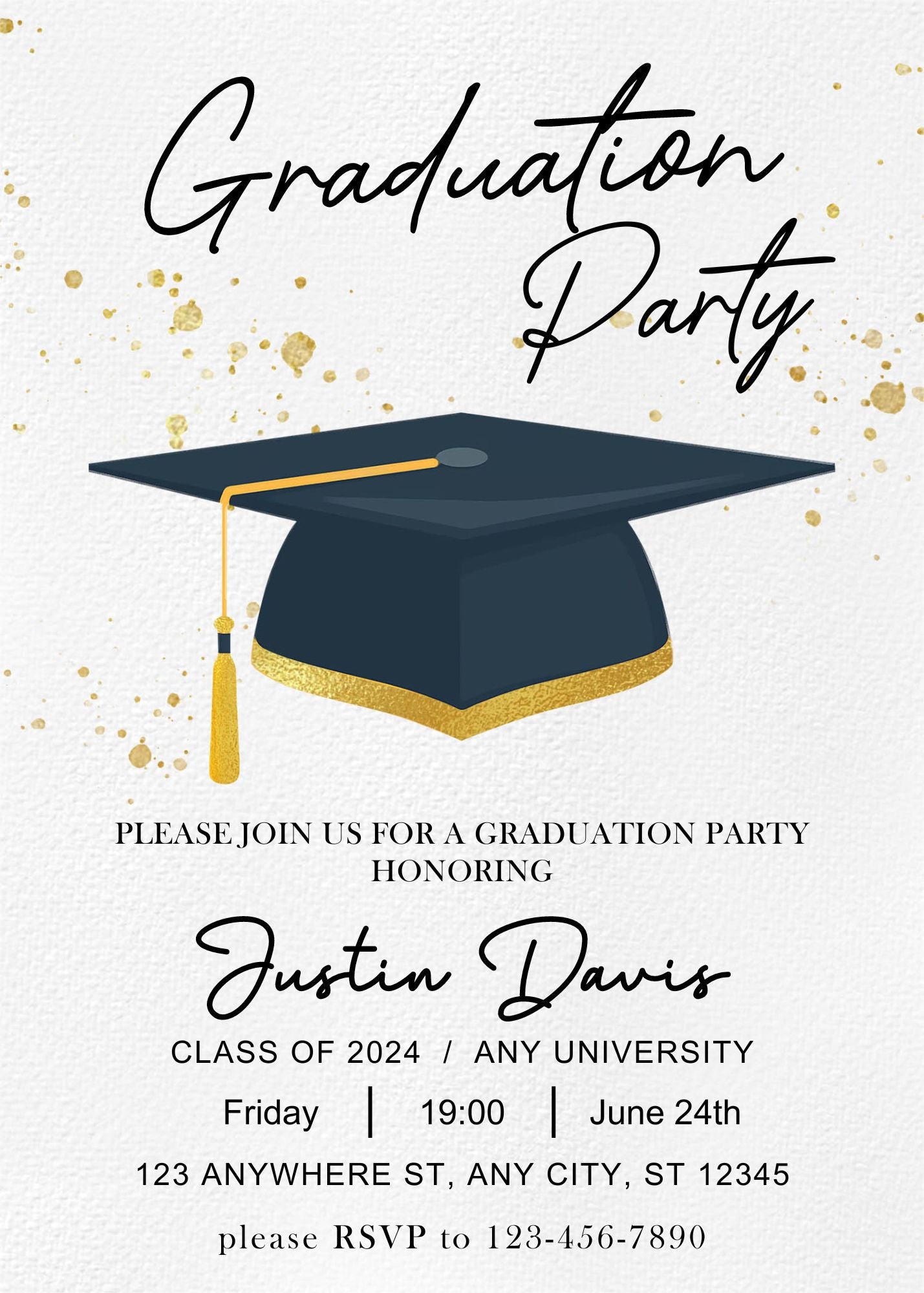 Editable Graduation Invitation Template, Modern Graduation Announcement