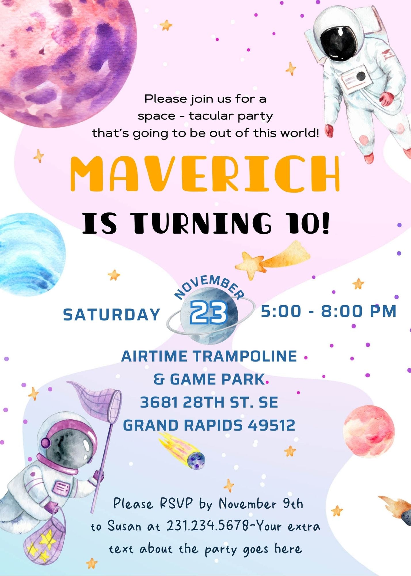 Outer Space Birthday Invitation