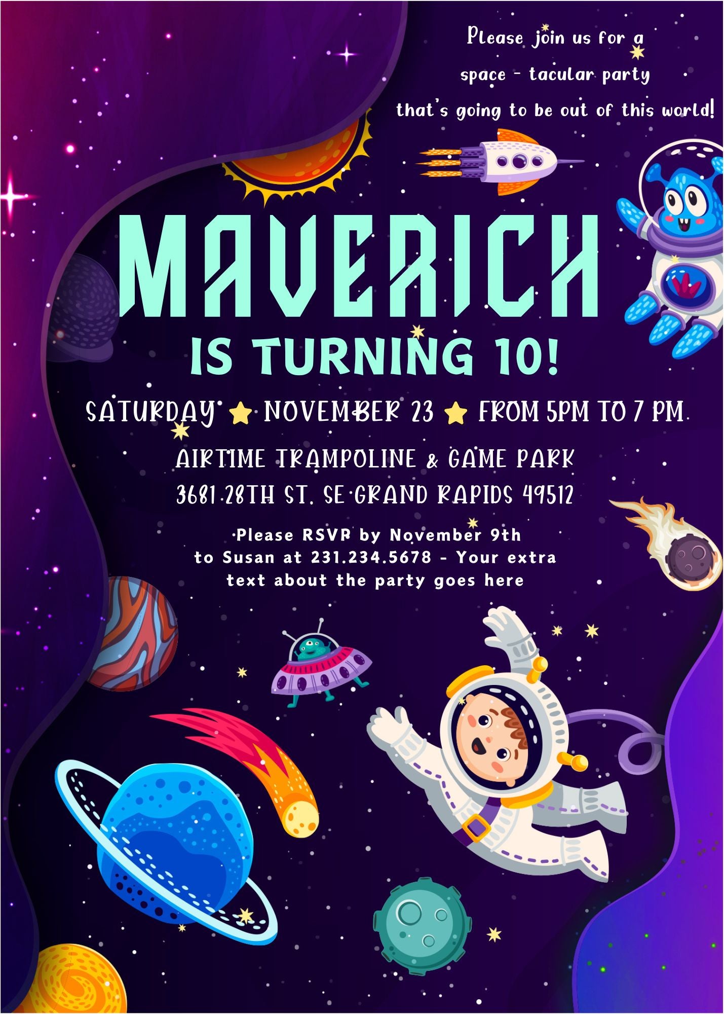 Outer Space Birthday Adventure Invitation