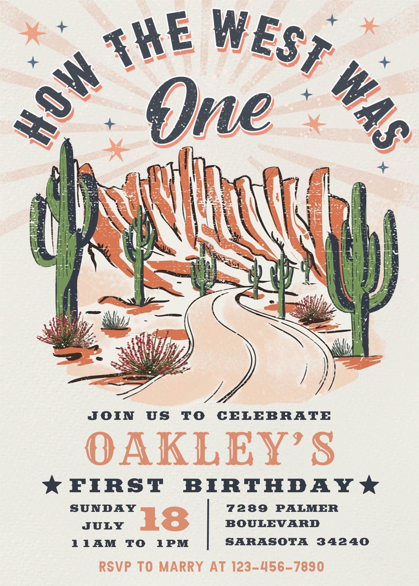 How The West Was One 1st Birthday Invitation