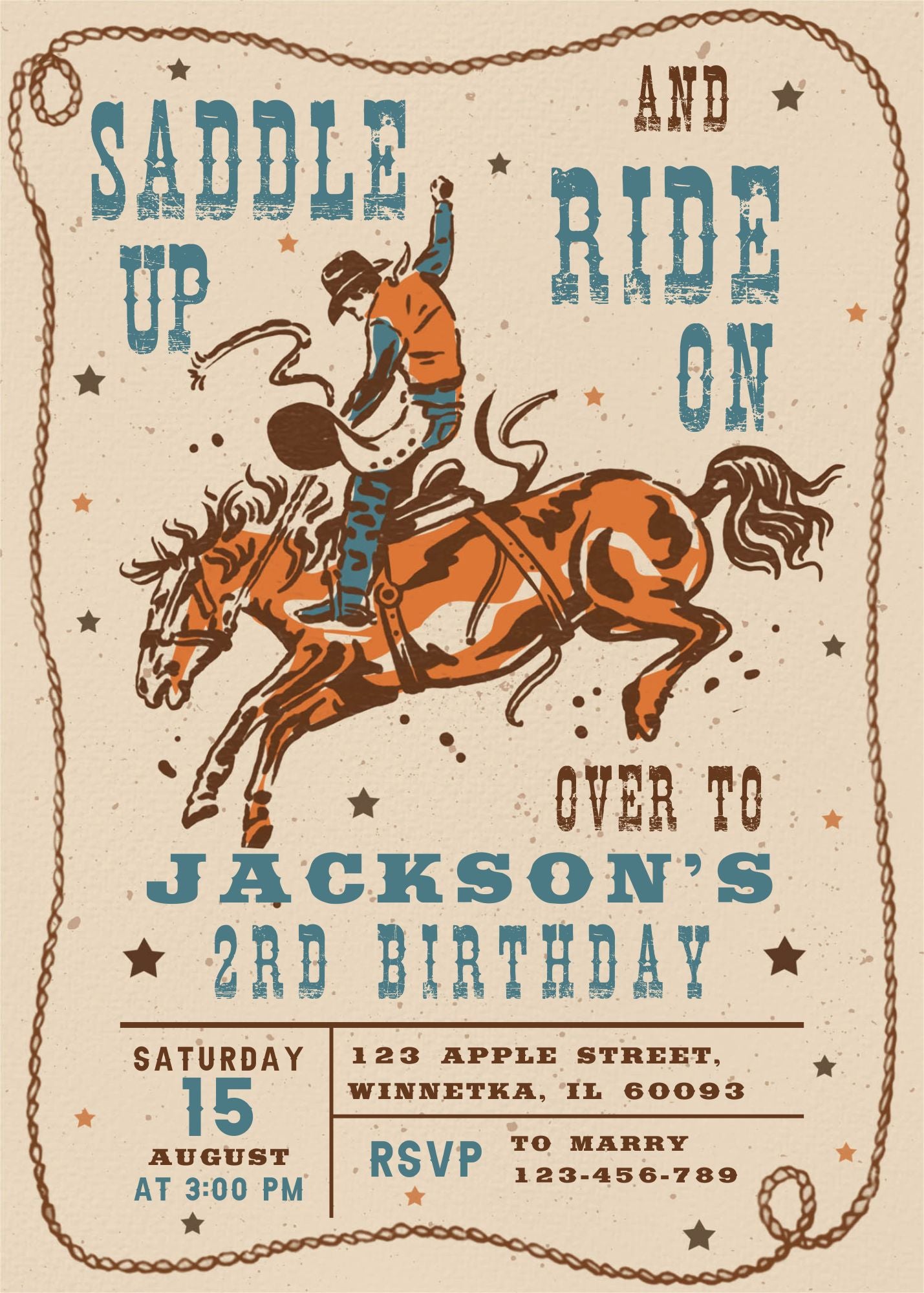 How the West Was One Western Cowboy First Birthday Invitation